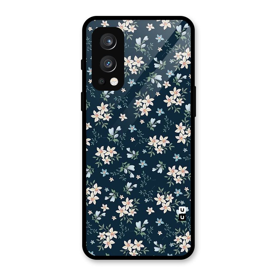 Floral Blue Bloom Glass Back Case for OnePlus Nord 2 5G