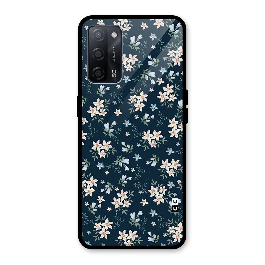 Floral Blue Bloom Glass Back Case for Oppo A53s 5G