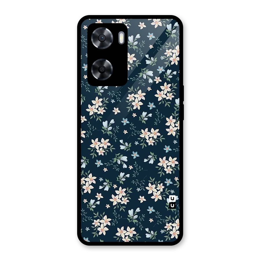 Floral Blue Bloom Glass Back Case for Oppo A57 2022