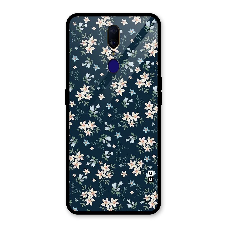 Floral Blue Bloom Glass Back Case for Oppo F11