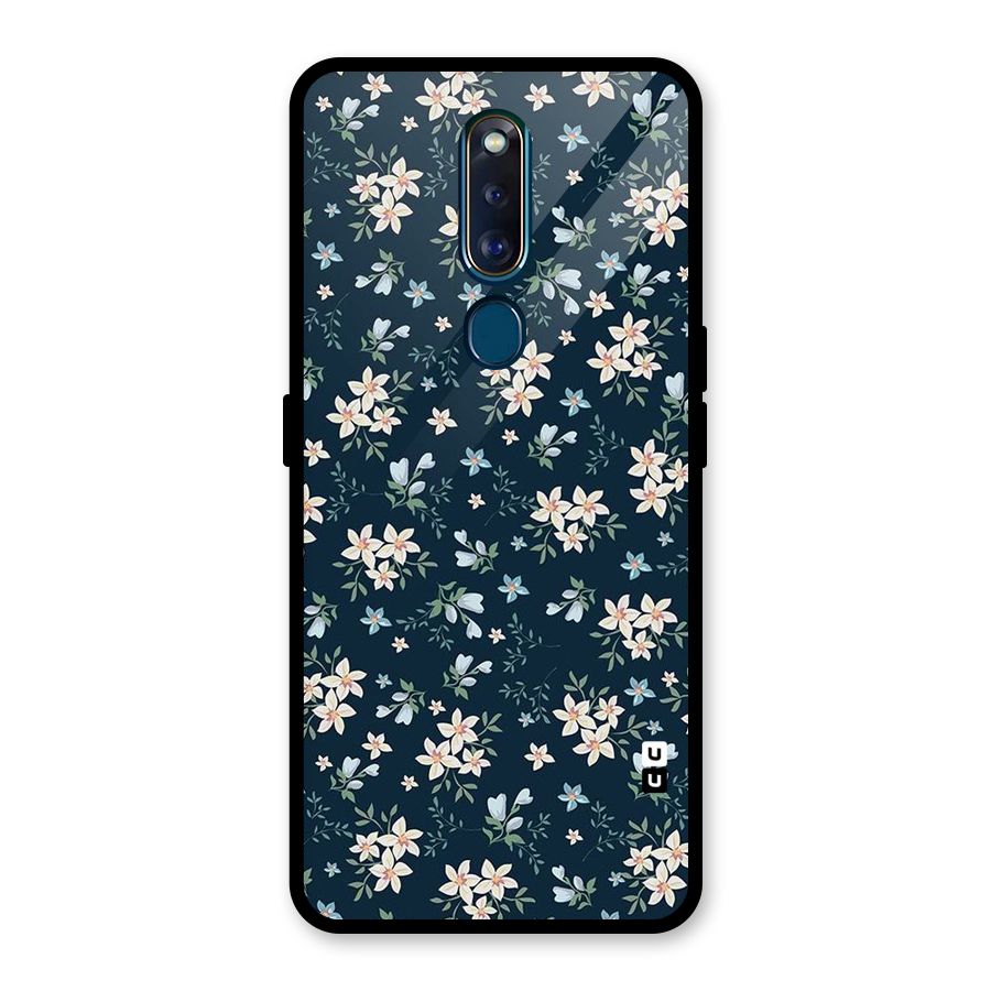Floral Blue Bloom Glass Back Case for Oppo F11 Pro