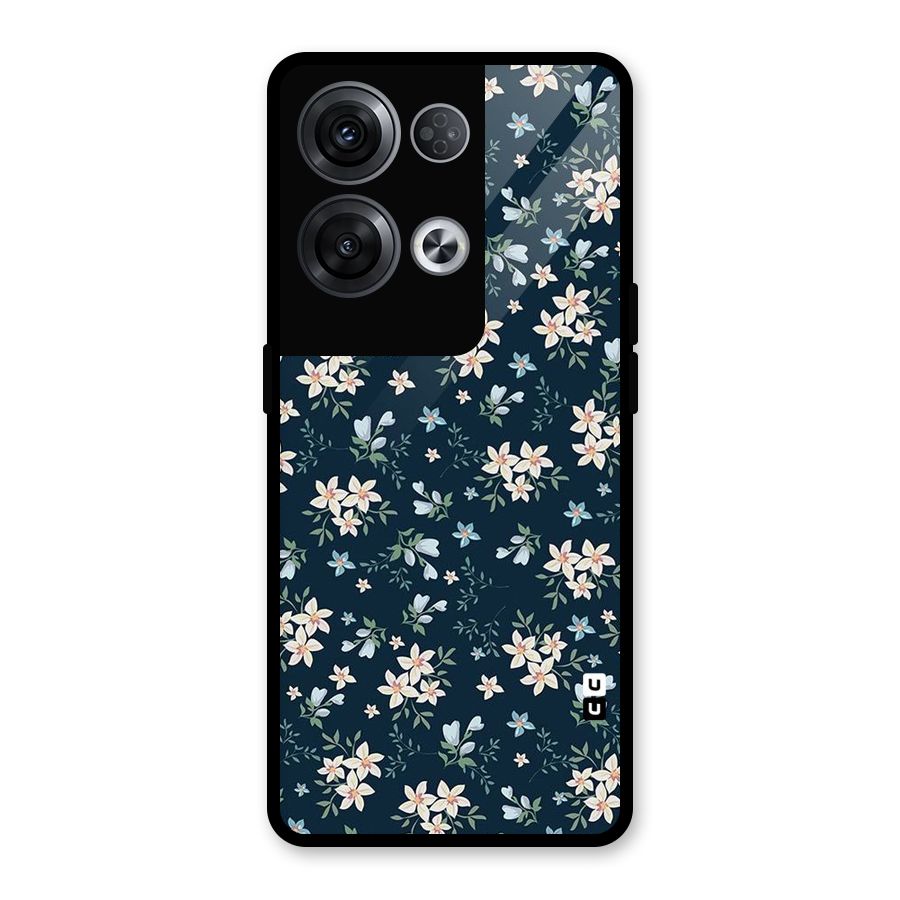 Floral Blue Bloom Glass Back Case for Oppo Reno8 Pro 5G