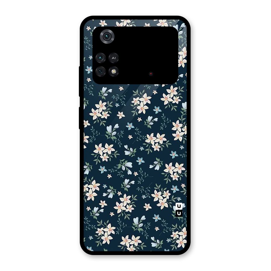 Floral Blue Bloom Glass Back Case for Poco M4 Pro 4G