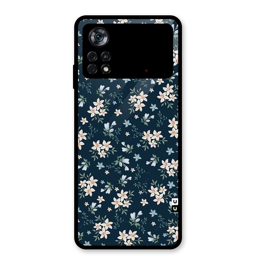 Floral Blue Bloom Glass Back Case for Poco X4 Pro 5G