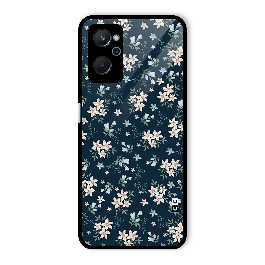 Floral Blue Bloom Glass Back Case for Realme 9i