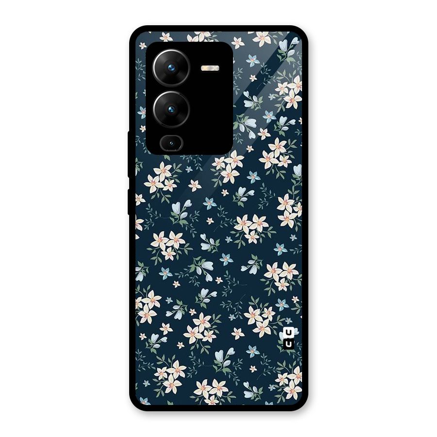 Floral Blue Bloom Glass Back Case for Vivo V25 Pro