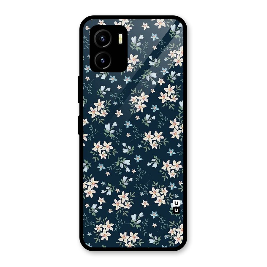 Floral Blue Bloom Glass Back Case for Vivo Y15s