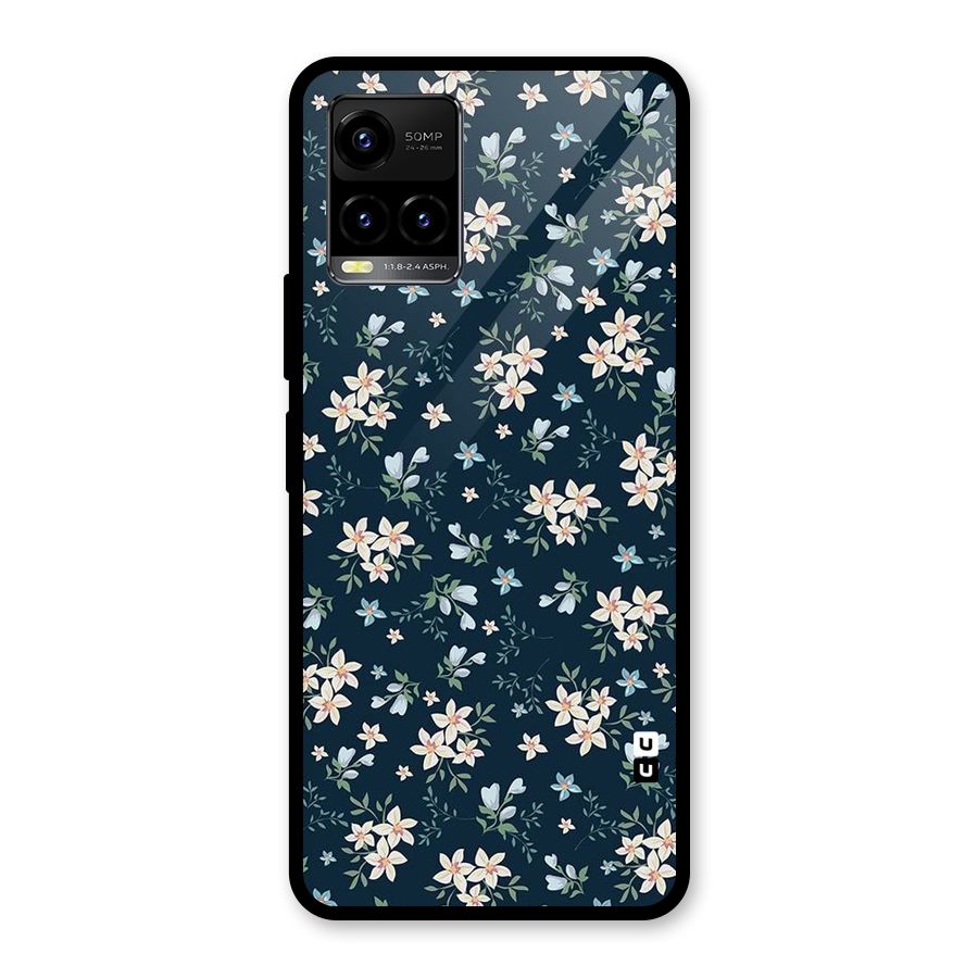 Floral Blue Bloom Glass Back Case for Vivo Y21A