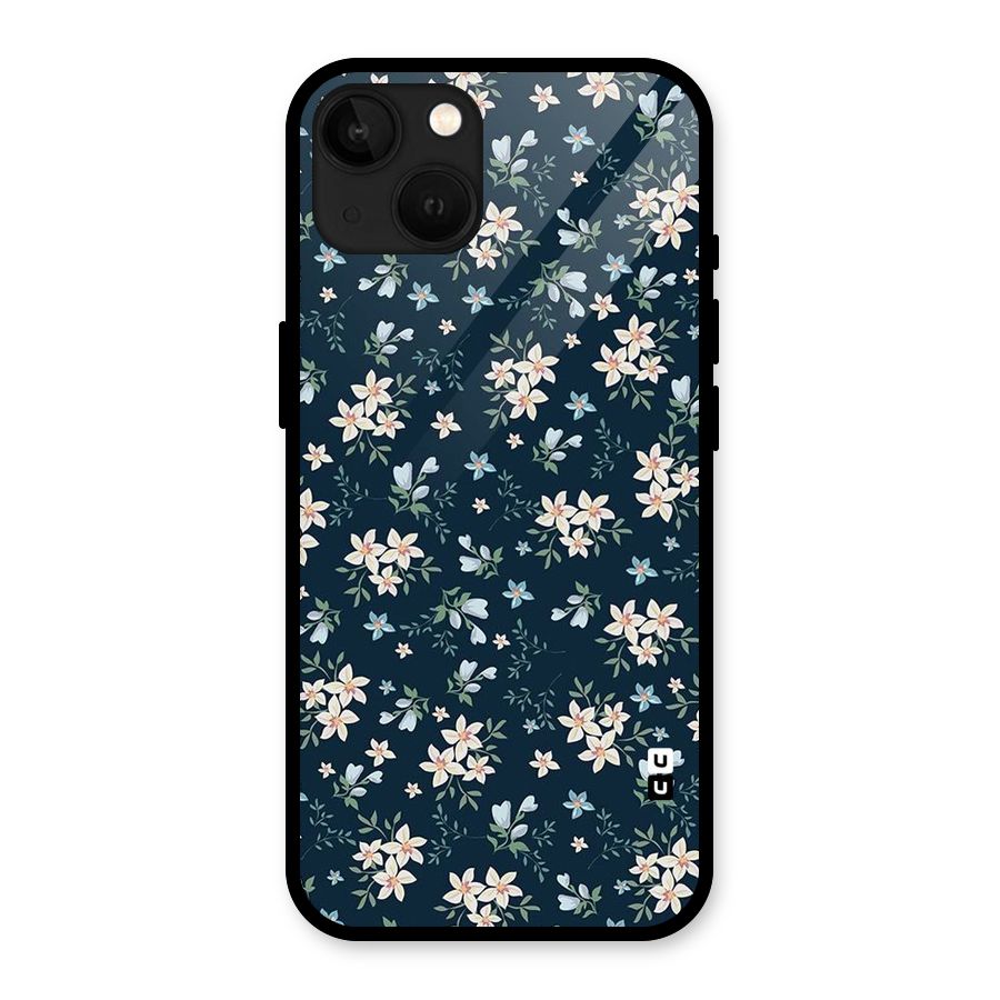 Floral Blue Bloom Glass Back Case for iPhone 13