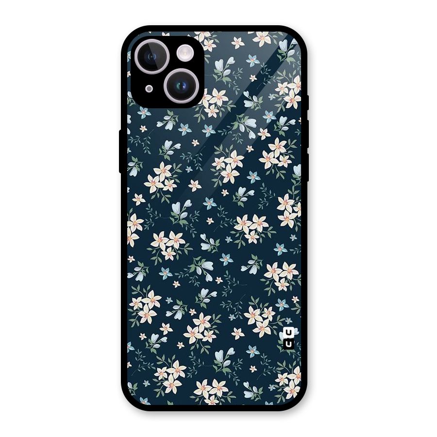 Floral Blue Bloom Glass Back Case for iPhone 14 Plus