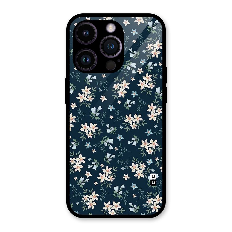 Floral Blue Bloom Glass Back Case for iPhone 14 Pro