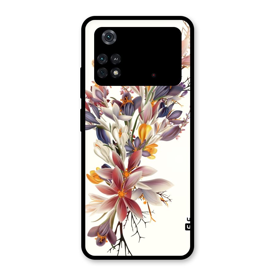 Floral Bouquet Glass Back Case for Poco M4 Pro 4G
