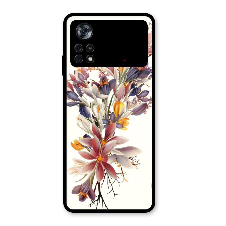 Floral Bouquet Glass Back Case for Poco X4 Pro 5G