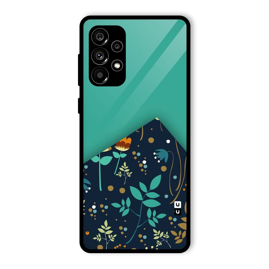 Floral Corner Glass Back Case for Galaxy A73 5G