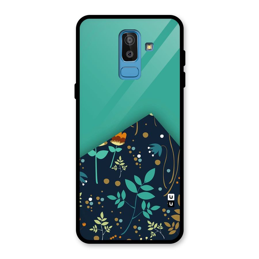 Floral Corner Glass Back Case for Galaxy J8