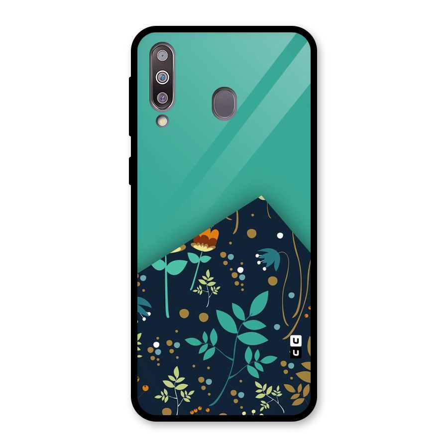 Floral Corner Glass Back Case for Galaxy M30