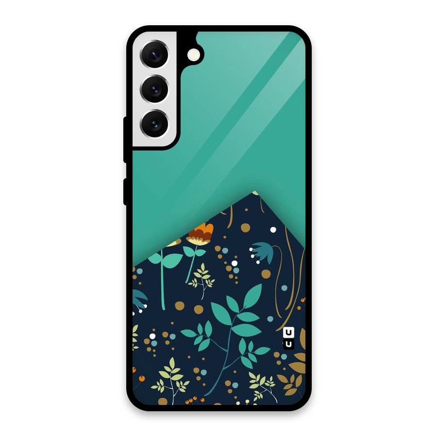 Floral Corner Glass Back Case for Galaxy S22 Plus 5G