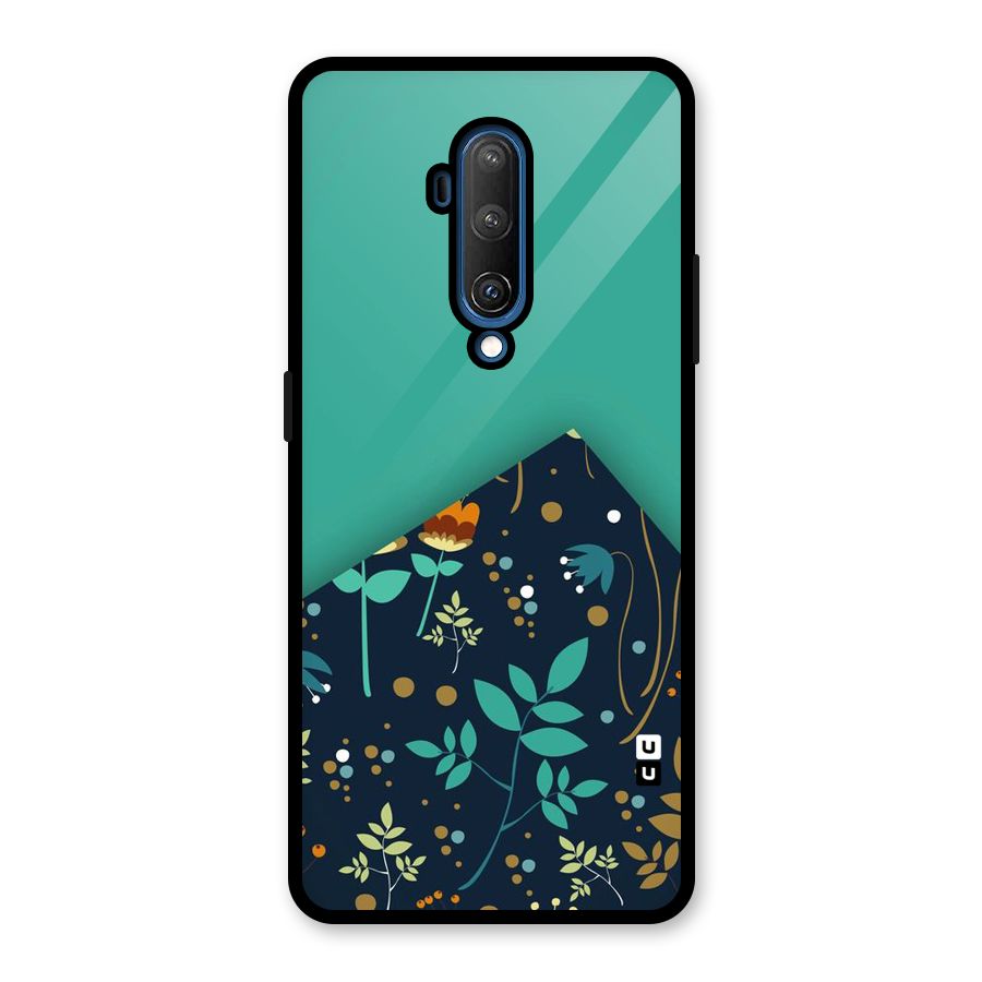 Floral Corner Glass Back Case for OnePlus 7T Pro