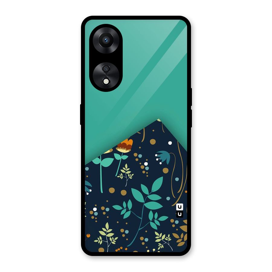 Floral Corner Glass Back Case for Oppo A78