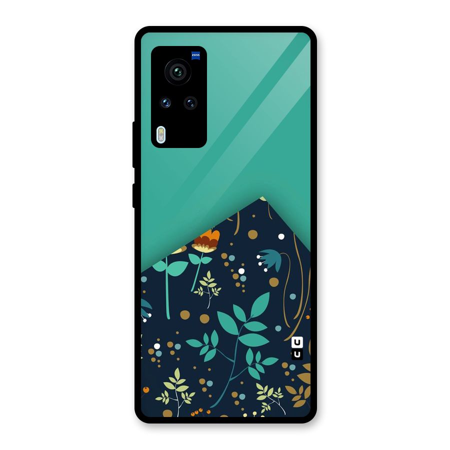 Floral Corner Glass Back Case for Vivo X60 Pro