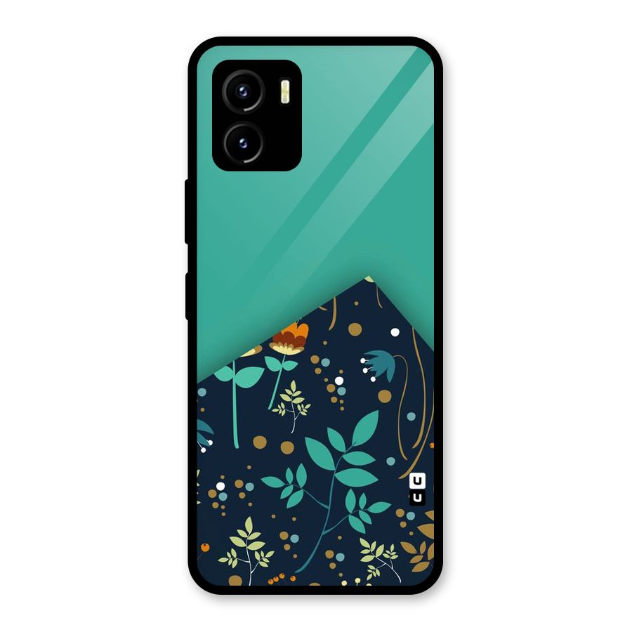 Floral Corner Glass Back Case for Vivo Y15s