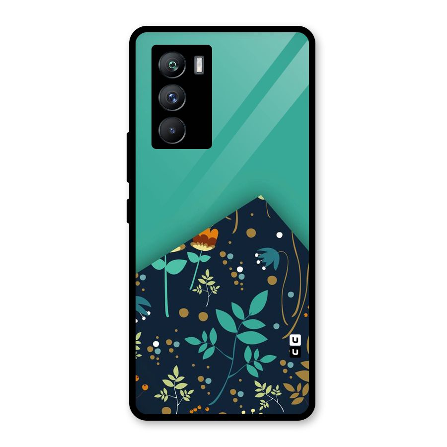 Floral Corner Glass Back Case for Vivo iQOO 9 SE
