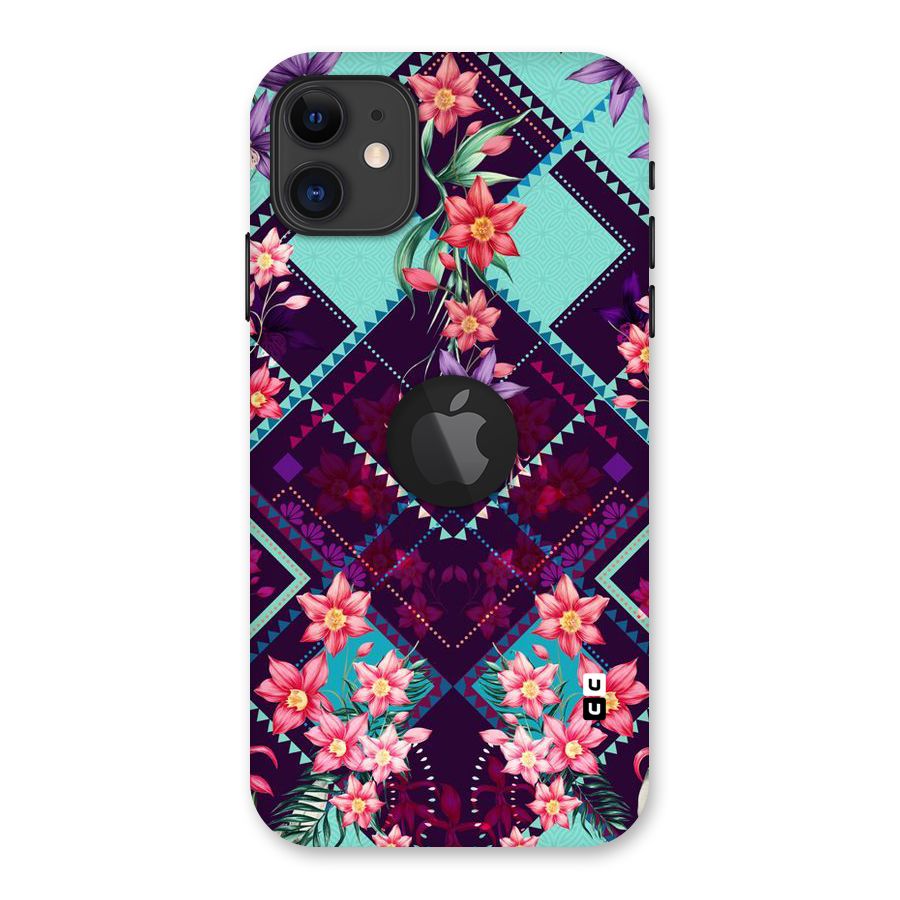 Floral Diamonds Back Case for iPhone 11 Logo Cut