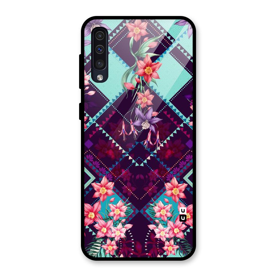 Floral Diamonds Glass Back Case for Galaxy A50