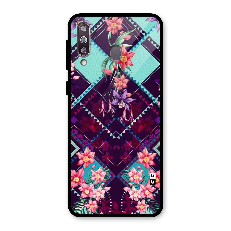 Floral Diamonds Glass Back Case for Galaxy M30