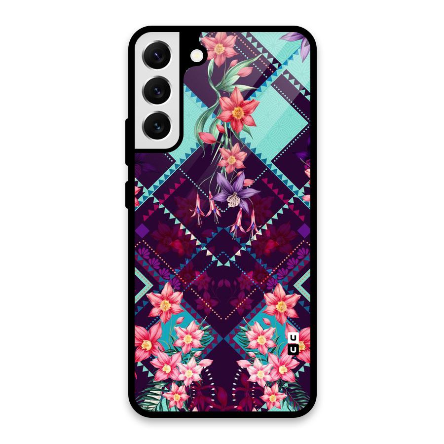 Floral Diamonds Glass Back Case for Galaxy S22 Plus 5G