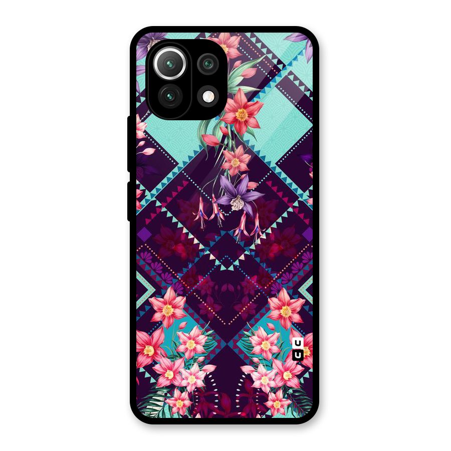 Floral Diamonds Glass Back Case for Mi 11 Lite NE 5G
