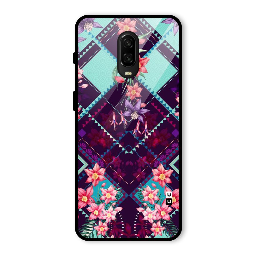 Floral Diamonds Glass Back Case for OnePlus 6T