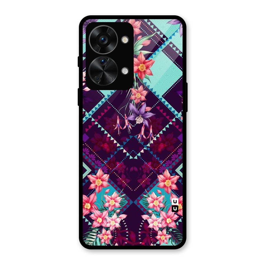 Floral Diamonds Glass Back Case for OnePlus Nord 2T