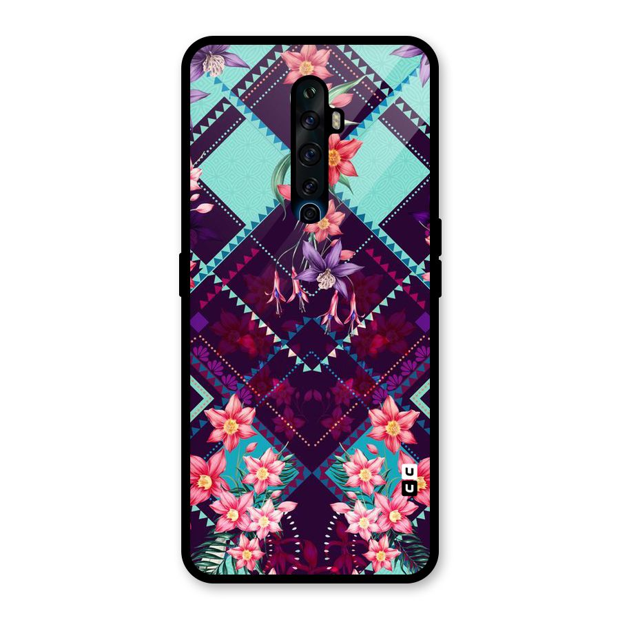 Floral Diamonds Glass Back Case for Oppo Reno2 F