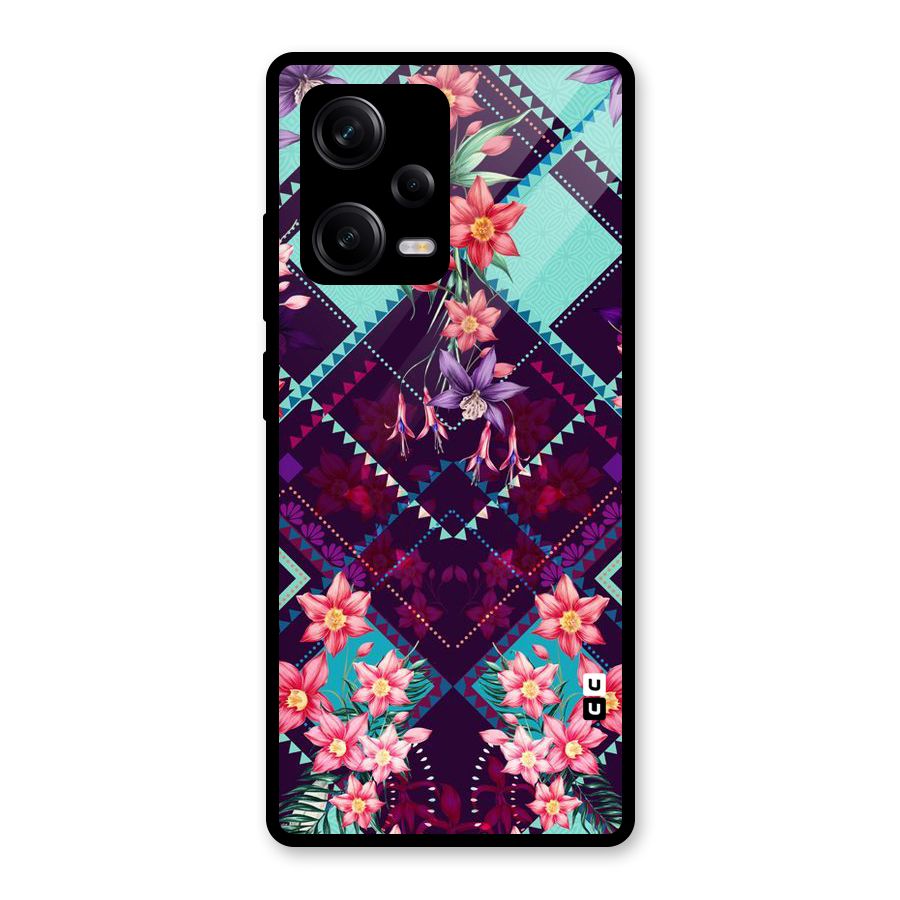 Floral Diamonds Glass Back Case for Redmi Note 12 Pro