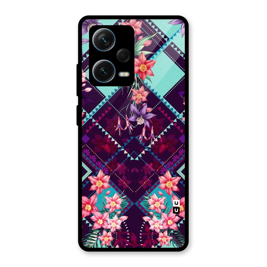 Floral Diamonds Glass Back Case for Redmi Note 12 Pro Plus 5G