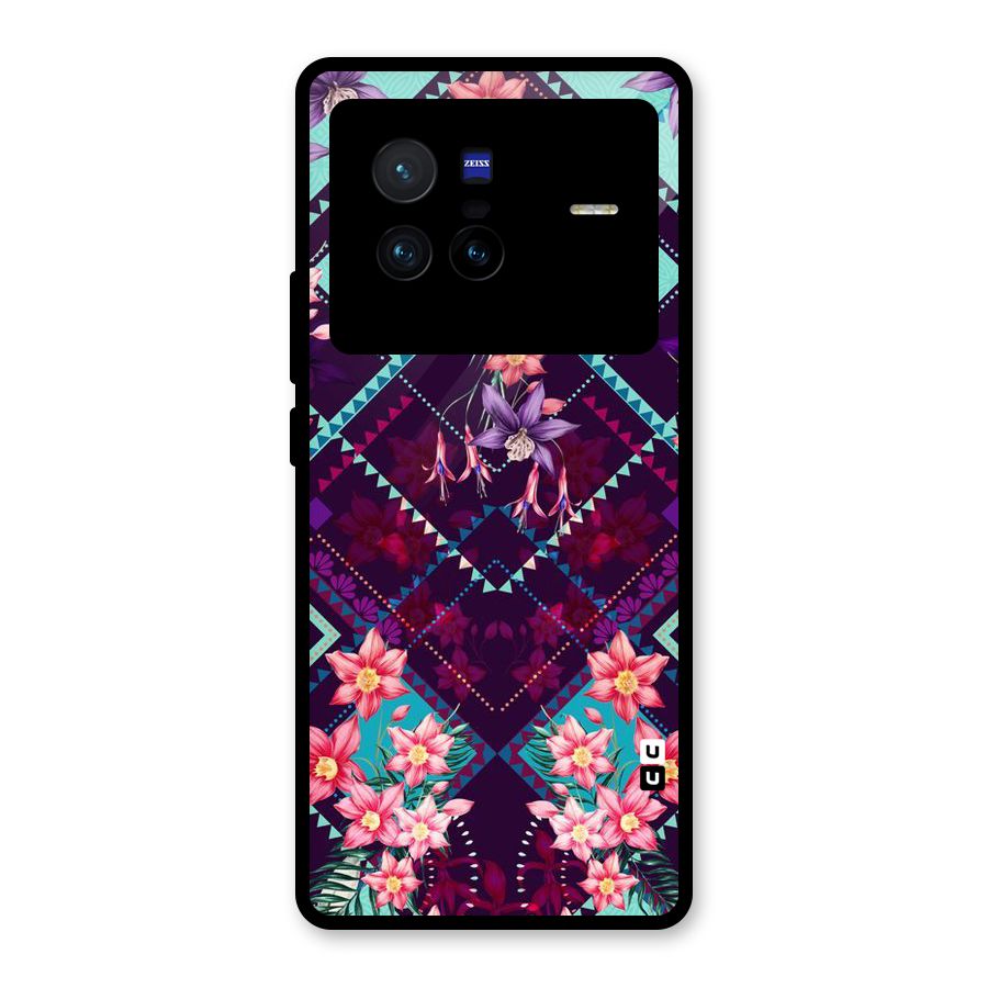 Floral Diamonds Glass Back Case for Vivo X80