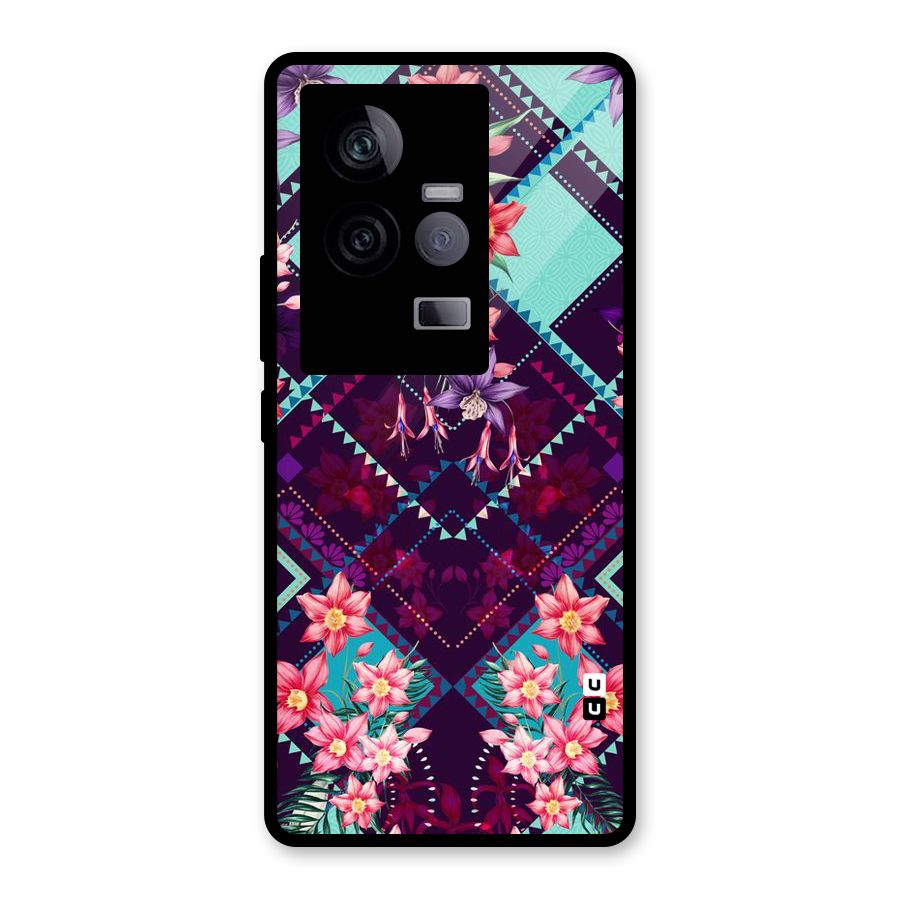Floral Diamonds Glass Back Case for Vivo iQOO 11 5G