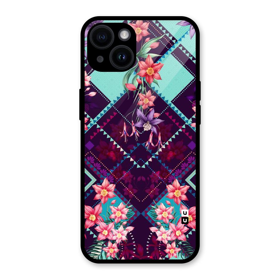 Floral Diamonds Glass Back Case for iPhone 14