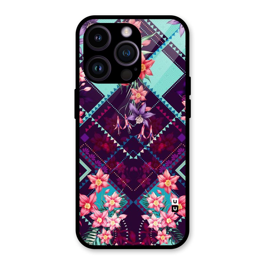 Floral Diamonds Glass Back Case for iPhone 14 Pro