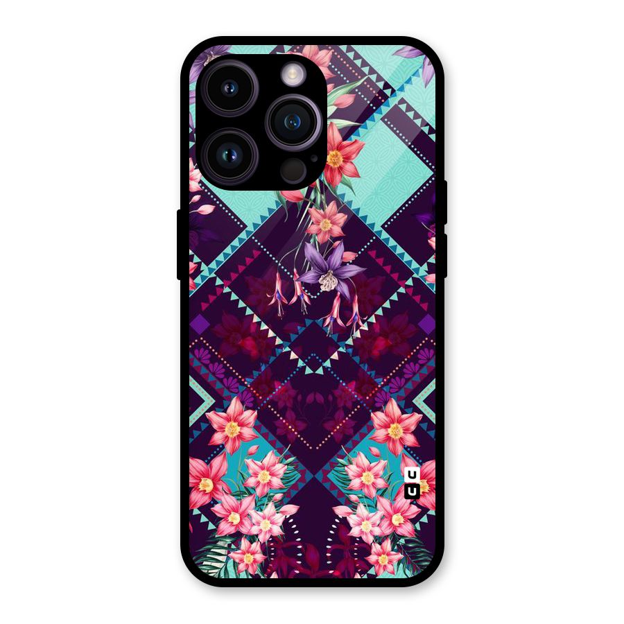 Floral Diamonds Glass Back Case for iPhone 14 Pro Max