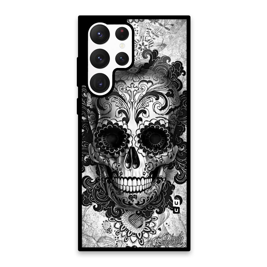 Floral Ghost Glass Back Case for Galaxy S22 Ultra 5G