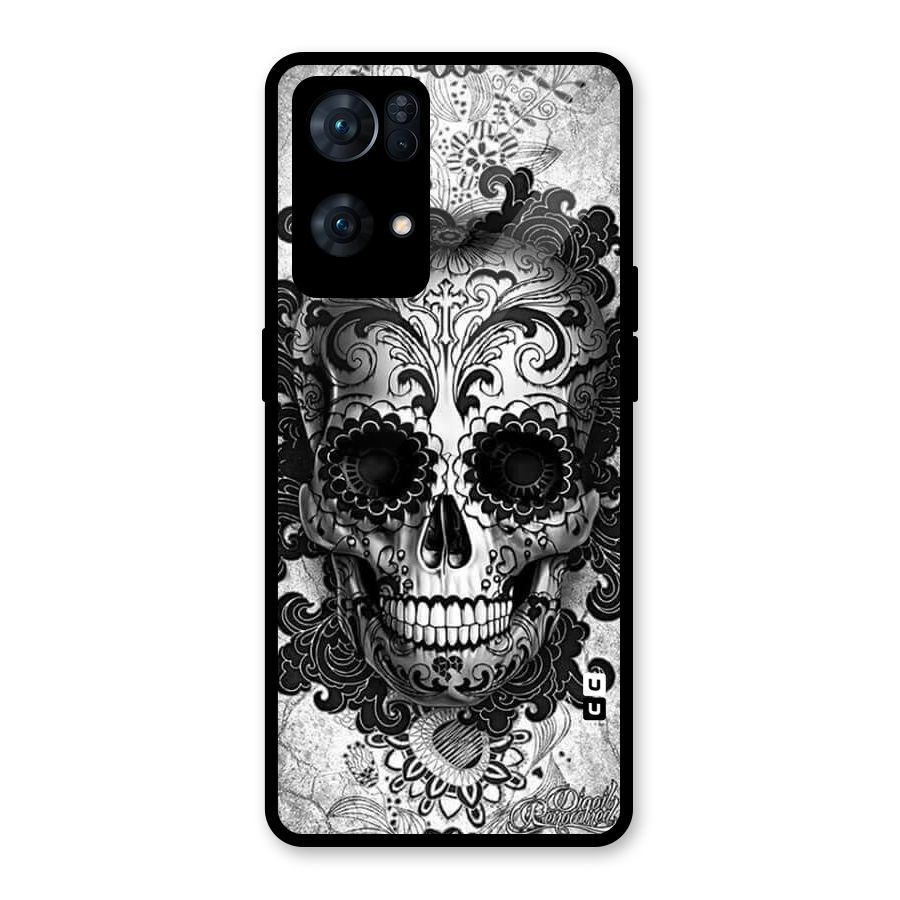 Floral Ghost Glass Back Case for Oppo Reno7 Pro 5G