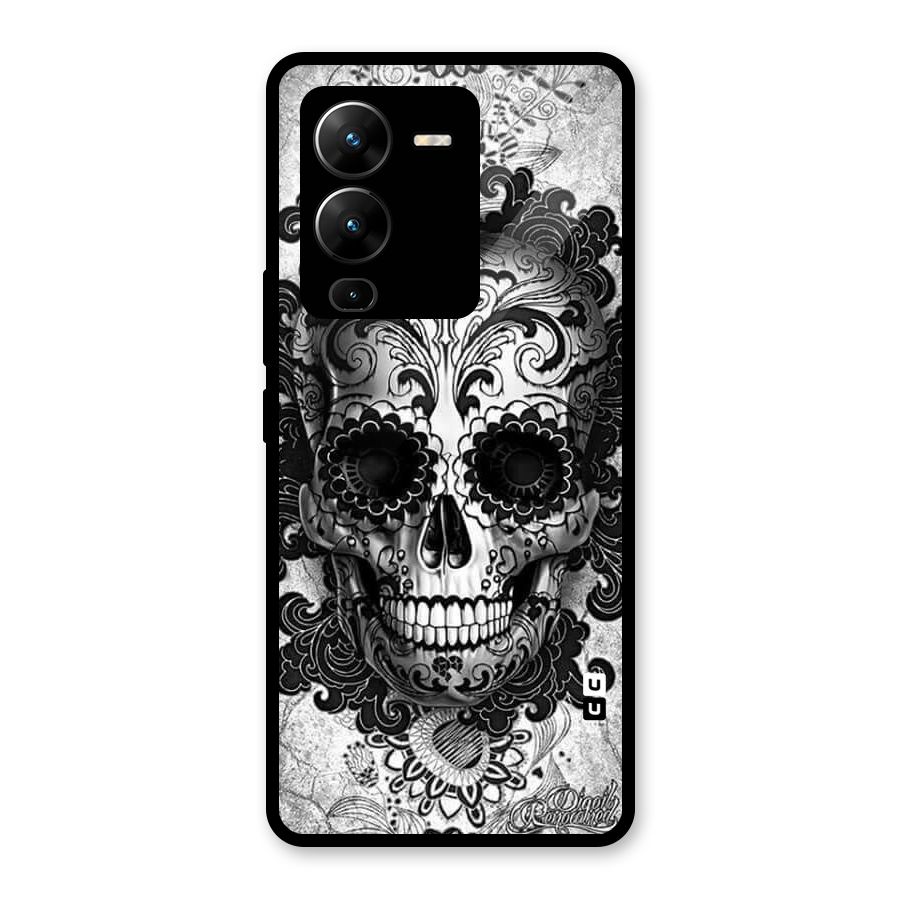 Floral Ghost Glass Back Case for Vivo V25 Pro