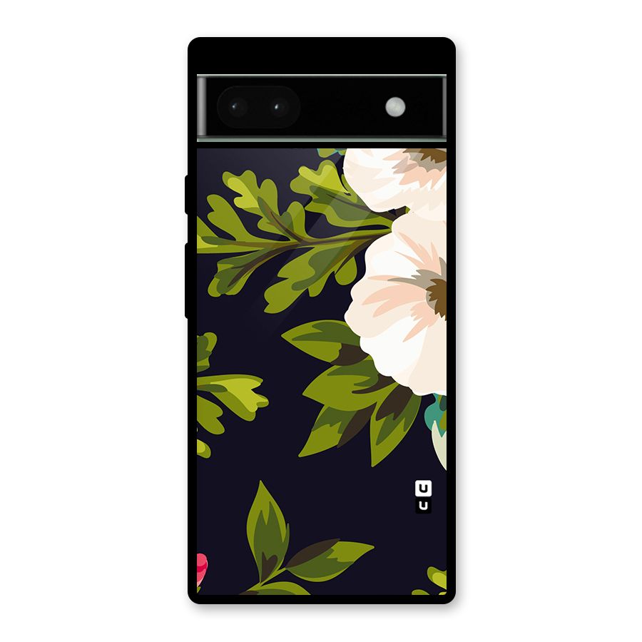 Floral Leaves Glass Back Case for Google Pixel 6a