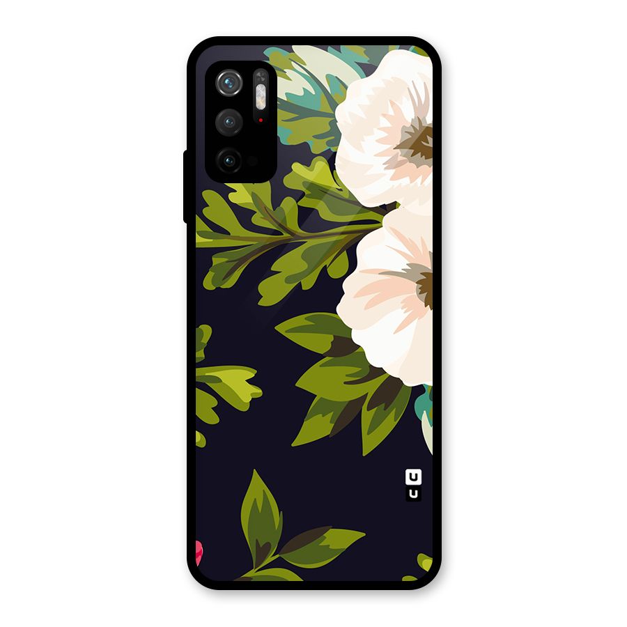 Floral Leaves Glass Back Case for Poco M3 Pro 5G