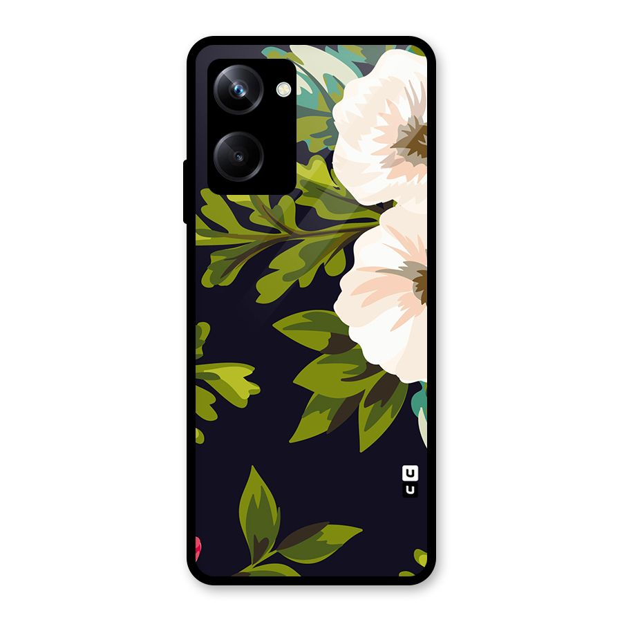 Floral Leaves Glass Back Case for Realme 10 Pro