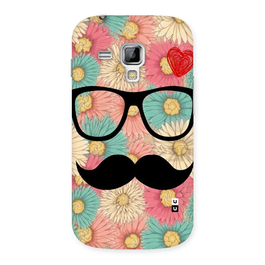 Floral Moustache Back Case for Galaxy S Duos