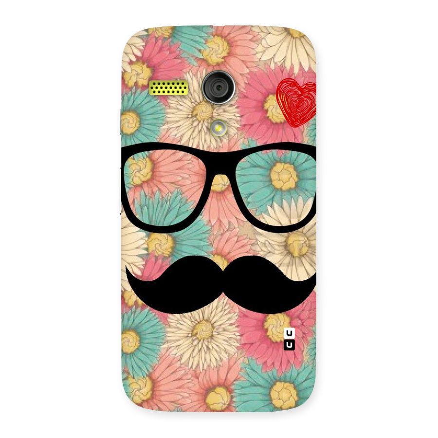 Floral Moustache Back Case for Moto G