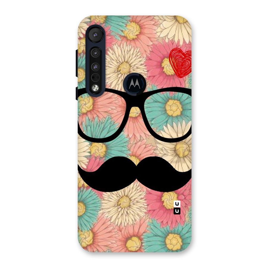 Floral Moustache Back Case for Motorola One Macro